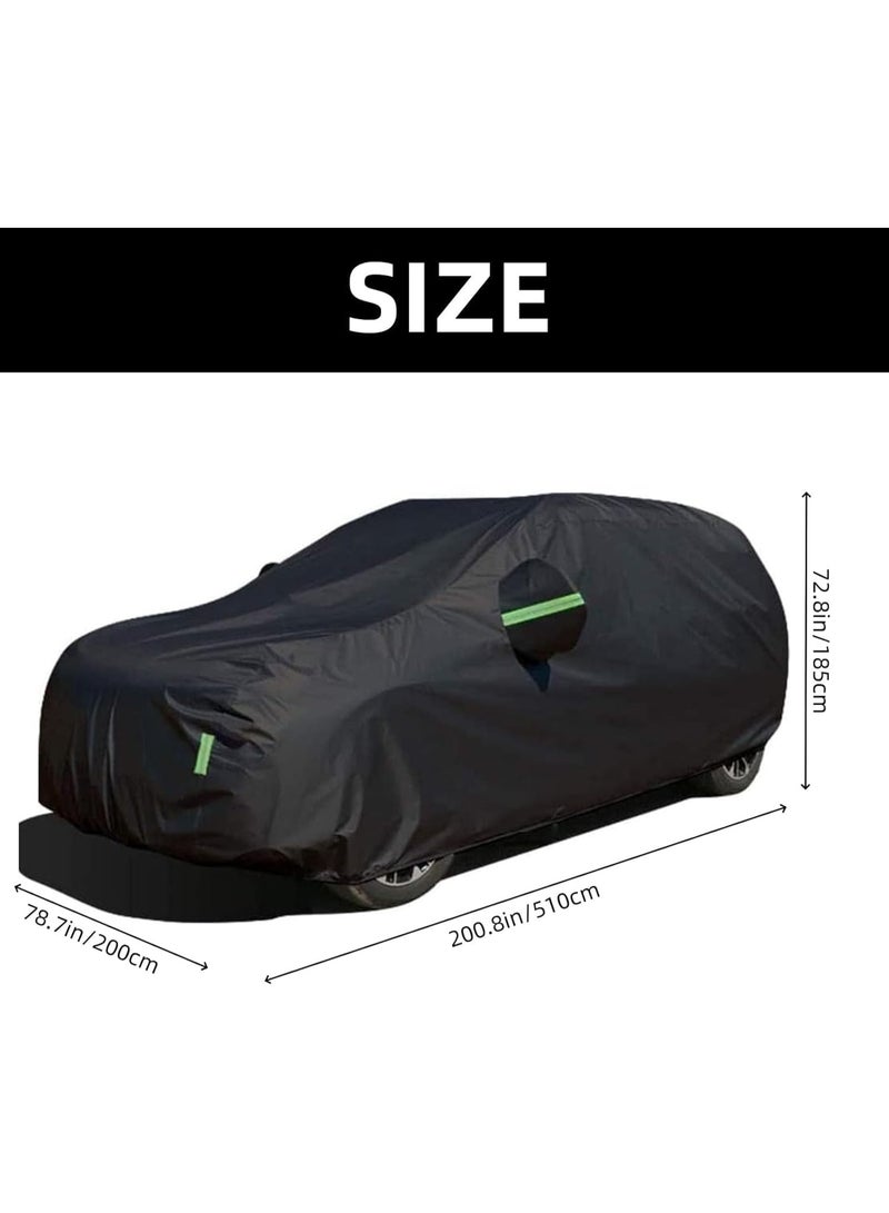 Soofam Car Cover All Weather Full Cover for Car Waterproof & Windproof & UV Protection Scratch Resistant Outdoor Cover with Reflective Strips Universal Car Cover for SUV (Black) - Image 2